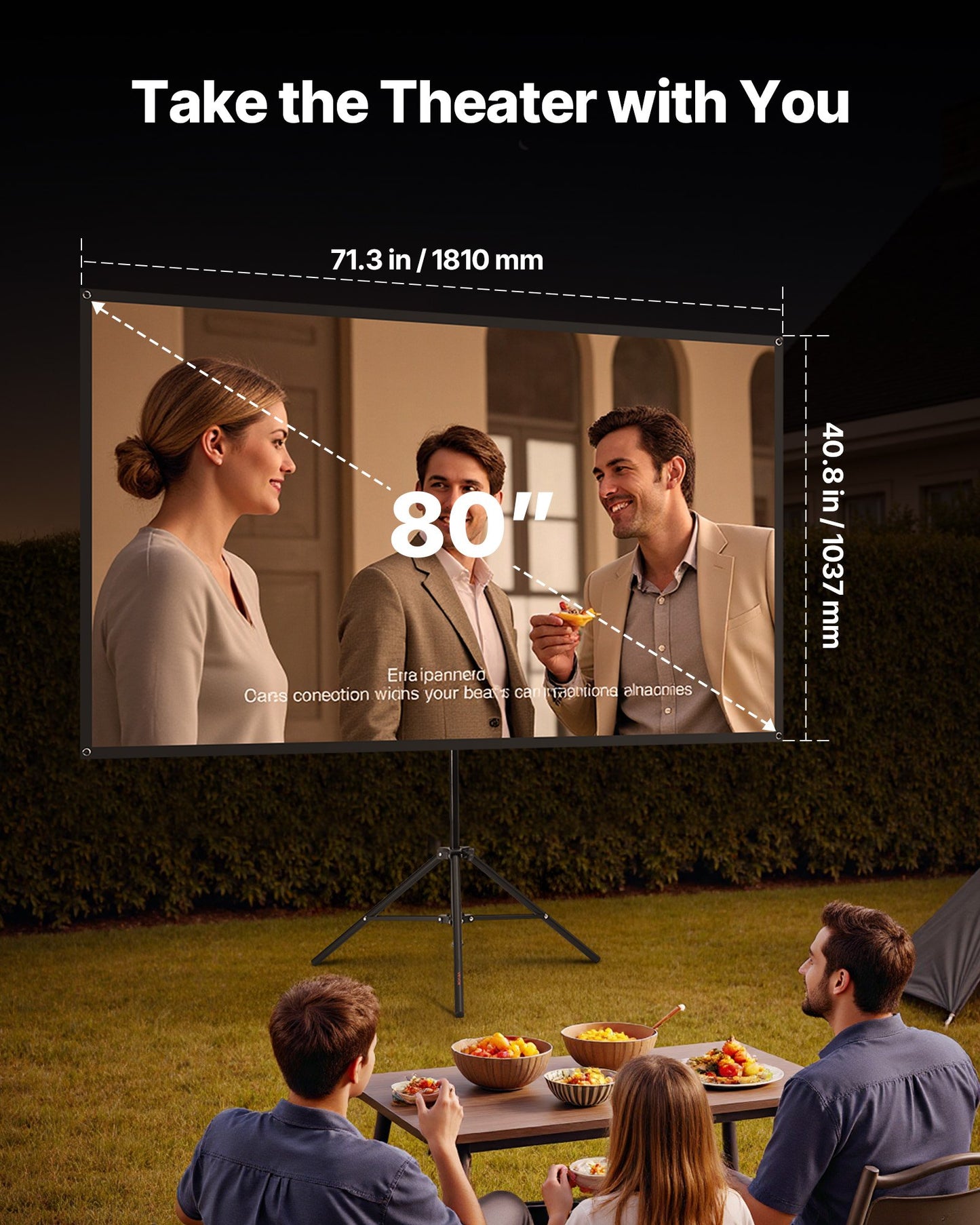 LumaView 80" Projector Screen with Tripod Stand